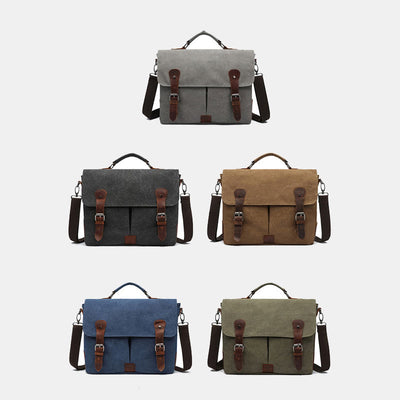 Canvas Messenger Bag 13 Inch Laptop Shoulder Bag Crossbody Purse