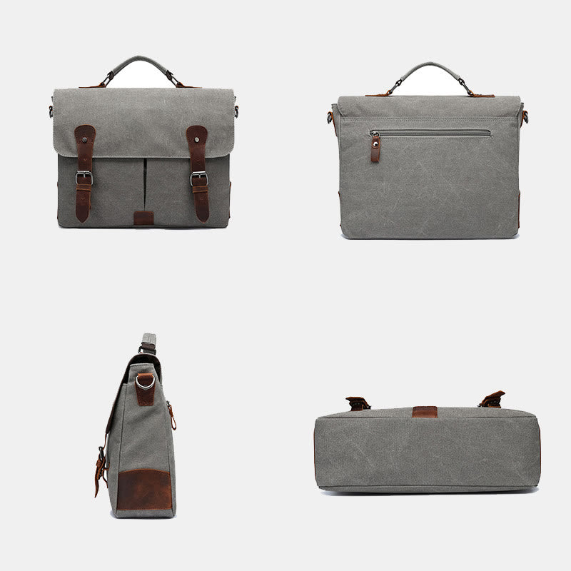 Canvas Messenger Bag 13 Inch Laptop Shoulder Bag Crossbody Purse