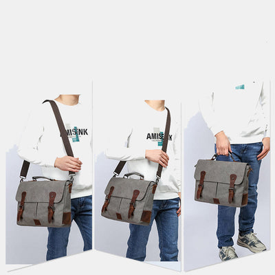 Canvas Messenger Bag 13 Inch Laptop Shoulder Bag Crossbody Purse