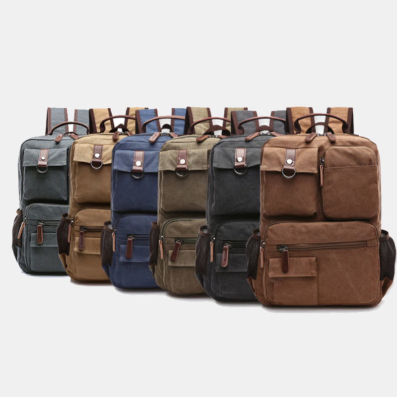 Retro Multi-Pocket Backpack School Bookbag Travel Daypack Laptop Bag
