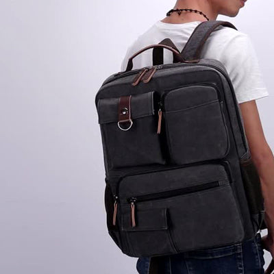 Retro Multi-Pocket Backpack School Bookbag Travel Daypack Laptop Bag