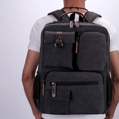 Retro Multi-Pocket Backpack School Bookbag Travel Daypack Laptop Bag