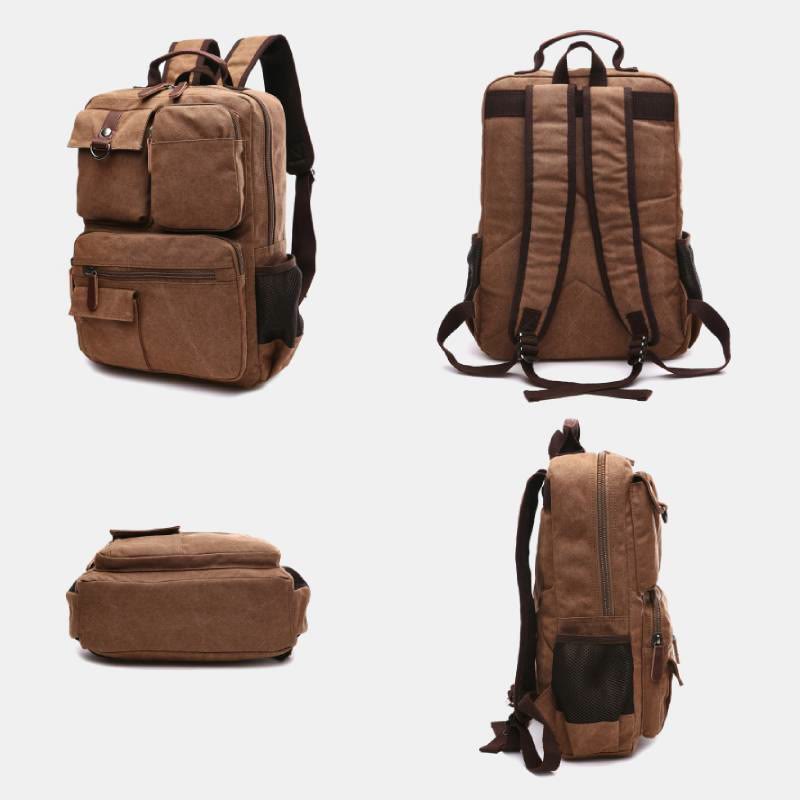 Retro Multi-Pocket Backpack School Bookbag Travel Daypack Laptop Bag
