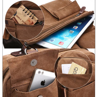 Retro Multi-Pocket Backpack School Bookbag Travel Daypack Laptop Bag
