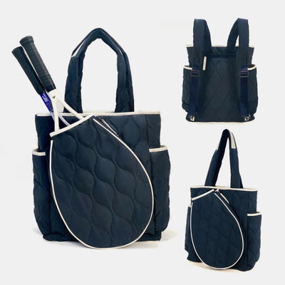 Quilted Tennis Racket Shoulder Bag Tote Convertible Backpack Pickleball Bag