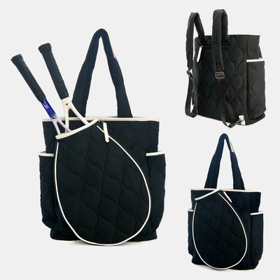 Quilted Tennis Racket Shoulder Bag Tote Convertible Backpack Pickleball Bag