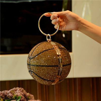 Rhinestone Basketball Purse Women Sprakle Handbag Party Evening Bag