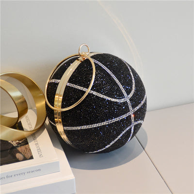 Rhinestone Basketball Purse Women Sprakle Handbag Party Evening Bag