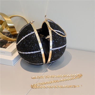 Rhinestone Basketball Purse Women Sprakle Handbag Party Evening Bag