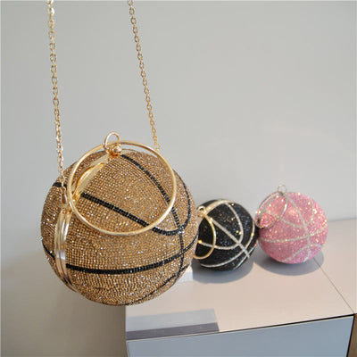 Rhinestone Basketball Purse Women Sprakle Handbag Party Evening Bag