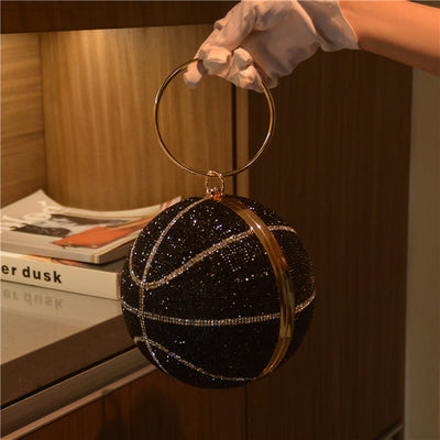 Rhinestone Basketball Purse Women Sprakle Handbag Party Evening Bag