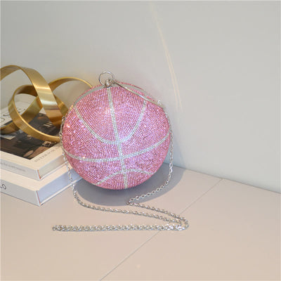 Rhinestone Basketball Purse Women Sprakle Handbag Party Evening Bag