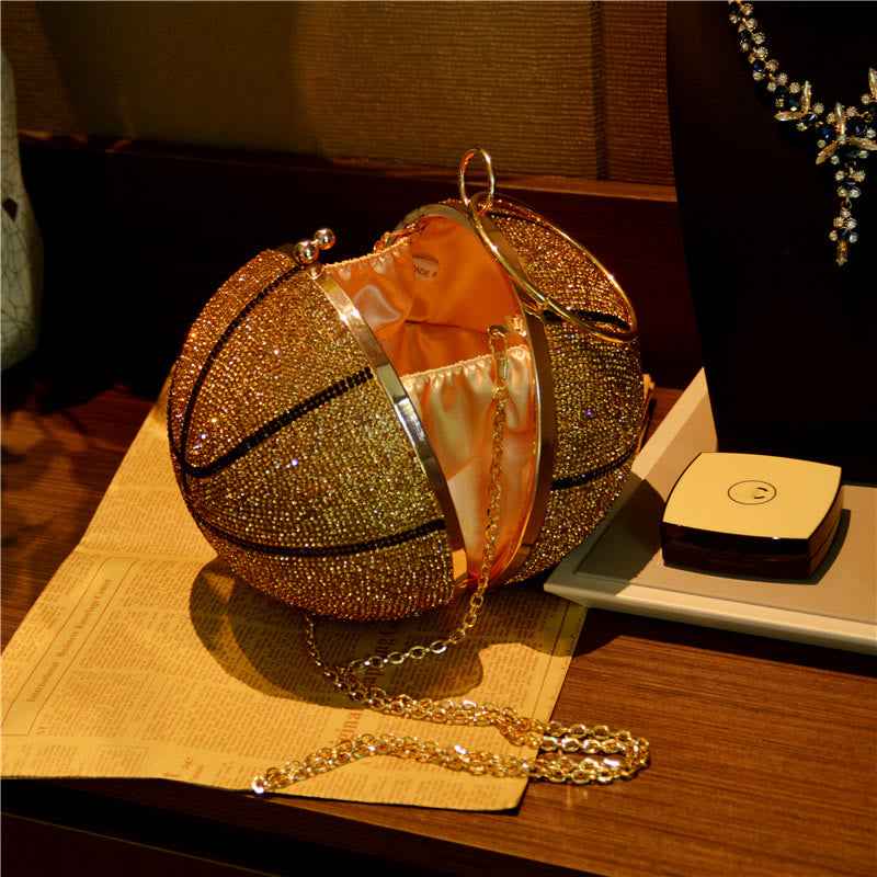 Rhinestone Basketball Purse Women Sprakle Handbag Party Evening Bag