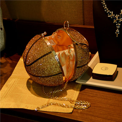 Rhinestone Basketball Purse Women Sprakle Handbag Party Evening Bag