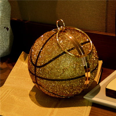Rhinestone Basketball Purse Women Sprakle Handbag Party Evening Bag