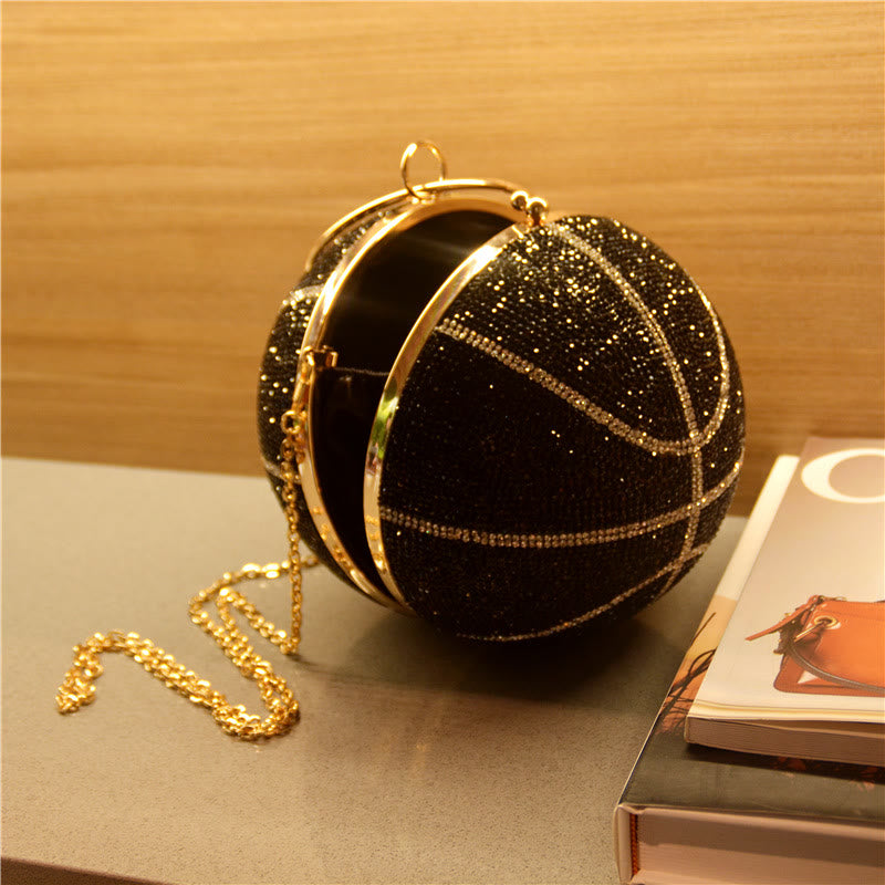 Rhinestone Basketball Purse Women Sprakle Handbag Party Evening Bag