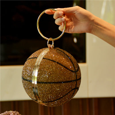 Rhinestone Basketball Purse Women Sprakle Handbag Party Evening Bag