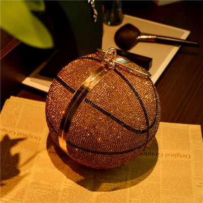Rhinestone Basketball Purse Women Sprakle Handbag Party Evening Bag