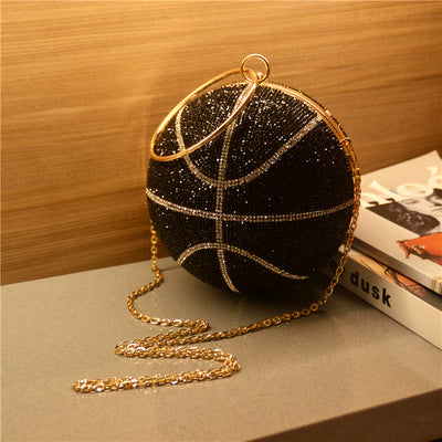 Rhinestone Basketball Purse Women Sprakle Handbag Party Evening Bag