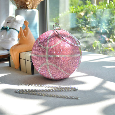 Rhinestone Basketball Purse Women Sprakle Handbag Party Evening Bag