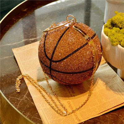 Rhinestone Basketball Purse Women Sprakle Handbag Party Evening Bag