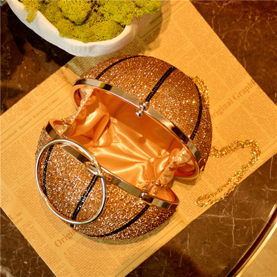 Rhinestone Basketball Purse Women Sprakle Handbag Party Evening Bag
