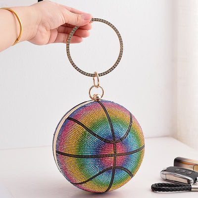 Rhinestone Basketball Purse Women Sprakle Handbag Party Evening Bag