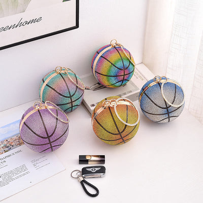 Rhinestone Basketball Purse Women Sprakle Handbag Party Evening Bag