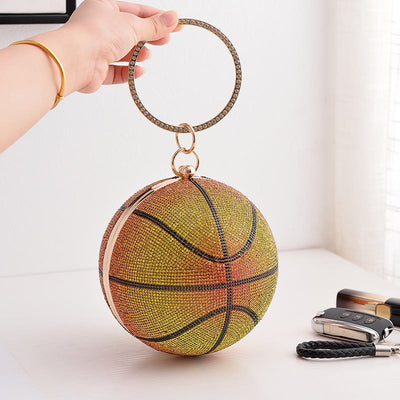 Rhinestone Basketball Purse Women Sprakle Handbag Party Evening Bag