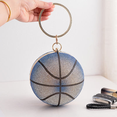 Rhinestone Basketball Purse Women Sprakle Handbag Party Evening Bag