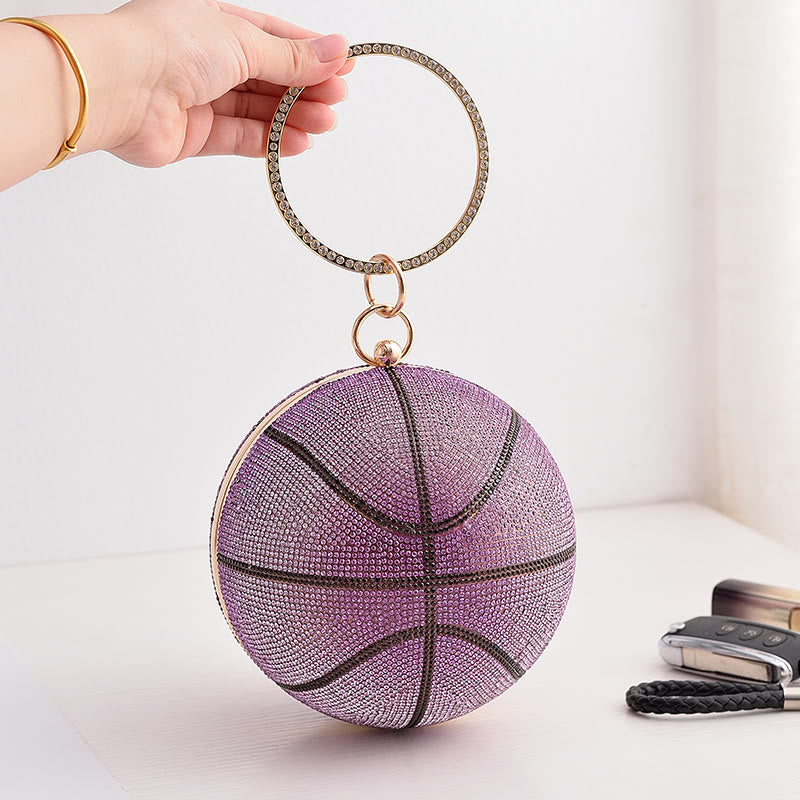 Rhinestone Basketball Purse Women Sprakle Handbag Party Evening Bag