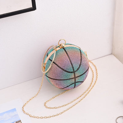 Rhinestone Basketball Purse Women Sprakle Handbag Party Evening Bag