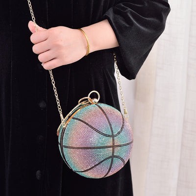 Rhinestone Basketball Purse Women Sprakle Handbag Party Evening Bag