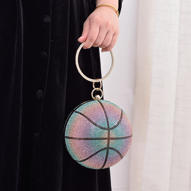 Rhinestone Basketball Purse Women Sprakle Handbag Party Evening Bag