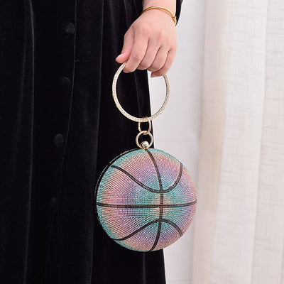 Rhinestone Basketball Purse Women Sprakle Handbag Party Evening Bag