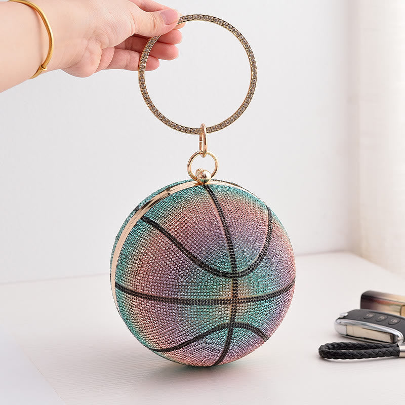 Rhinestone Basketball Purse Women Sprakle Handbag Party Evening Bag