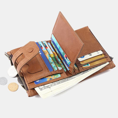 Men's RFID Blocking Card Holder Double Zip Wallet