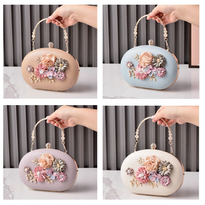 Flowers Clutch Purses for Women Evening Wedding Formal Clasp Handbag