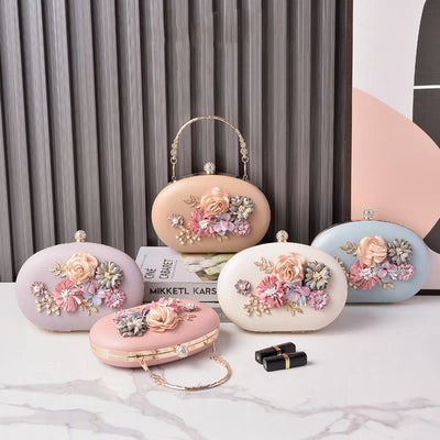 Flowers Clutch Purses for Women Evening Wedding Formal Clasp Handbag