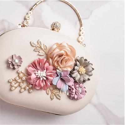 Flowers Clutch Purses for Women Evening Wedding Formal Clasp Handbag