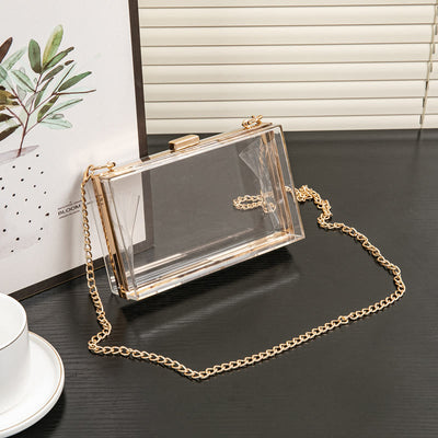 Clear Rectangle Acrylic Clutch Purse Party Shoulder Bag Evening Bag