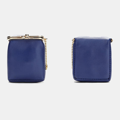 Genuine Leather Kiss-Locked Coin Purse Mini Storage Bag