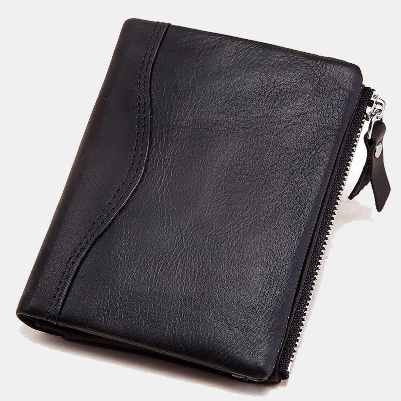 Men's Leather RFID Blocking Wallet with ID Window Zip Pocket