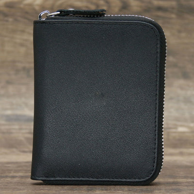 Bifold Genuine Leather Zipper Wallet Gentle Purse For Men Women