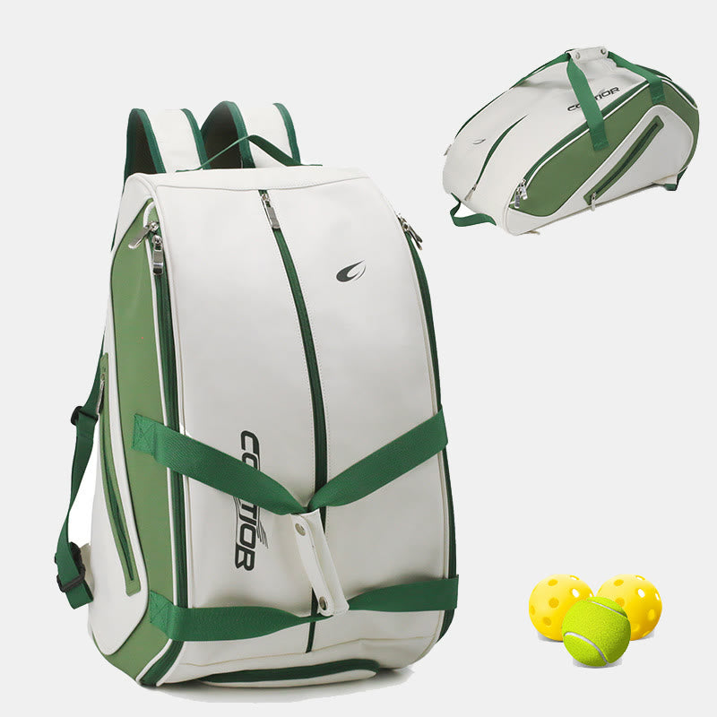 Large Racket Backpack Tennis Pickleball Paddle Bag with Shoes Compartment - Green - With Logo - image 8