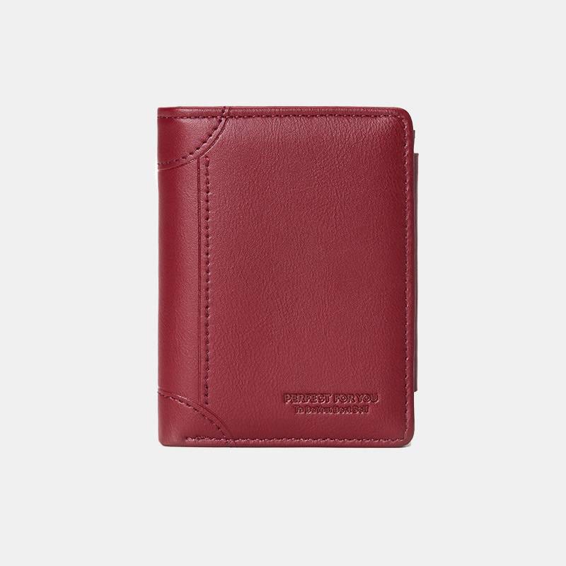 Faux Leather Trifold Compact Wallet for Women with Coin Pocket
