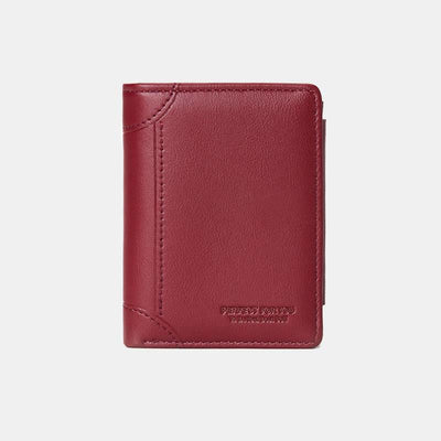 Faux Leather Trifold Compact Wallet for Women with Coin Pocket