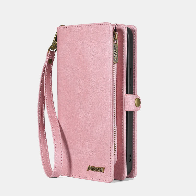 Compatible with iPhone 16/15/14 Phone Case Wallet Card Holder with Wrist Strap