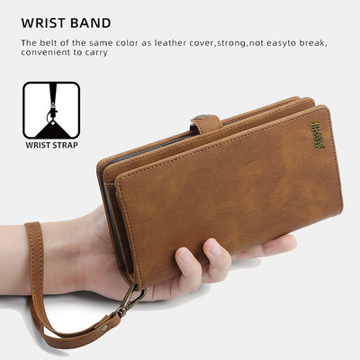 Compatible with iPhone 16/15/14 Phone Case Wallet Card Holder with Wrist Strap