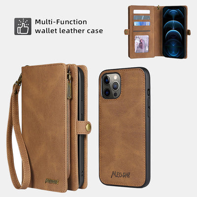 Compatible with iPhone 16/15/14 Phone Case Wallet Card Holder with Wrist Strap